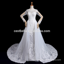 Vestido De Noiva Long Sleeve Lace Wedding Dress with Long Tail Luxury Robe De Marriage Marriee